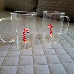 Anthropologie Ralphie Christmas Candy Cane Mugs